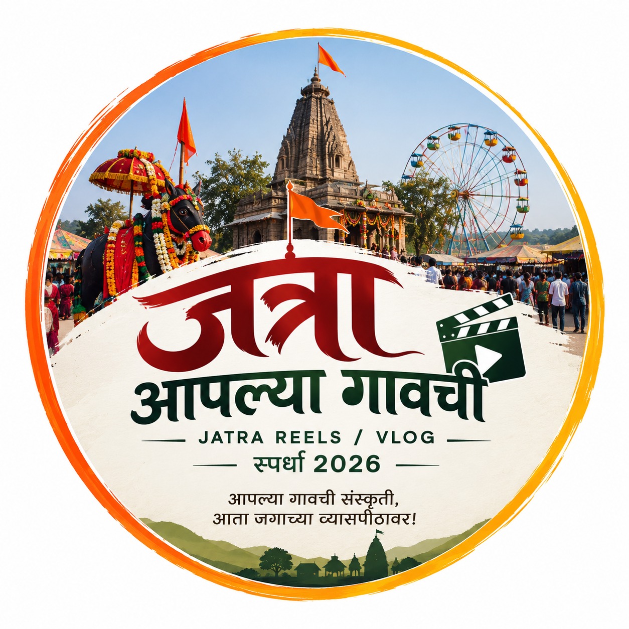 जत्रा आपल्या गावची – Jatra Reels / Vlog स्पर्धा 2026 चे बोधचिन्ह